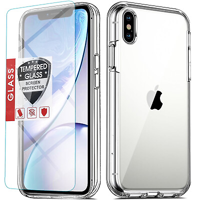 #ad For iPhone XR XS Max SE 7 8 6S Plus Case Phone Cover Shockproof Tempered Glass $8.95