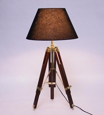 #ad Nautical Royal Table Lamp Brown Wooden Tripod Stand Home Decor Lighting Gift $49.50