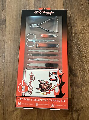 #ad ED HARDY 9 PC MEN’S ESSENTIAL TRAVEL KIT HIGH QUALITY SHARP amp; DURABLE $16.99