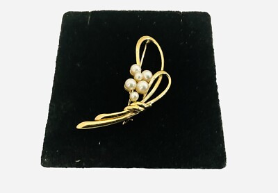 #ad 14k Gold Pearl Antique Flower Pin 2” $448.20