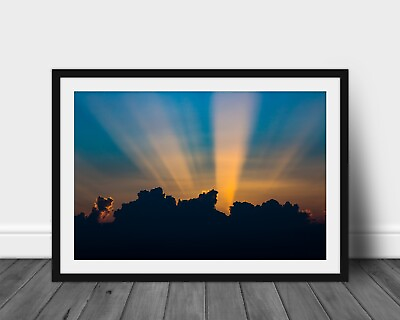 #ad Cloud photography print sunrays behind storm cloudscape wall art picture $13.00