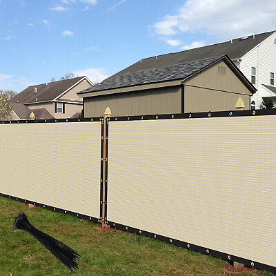 #ad 5ft Privacy Fence Screen Windscreen Beige Mesh Shade Cover for Garden Yard Pool $157.99