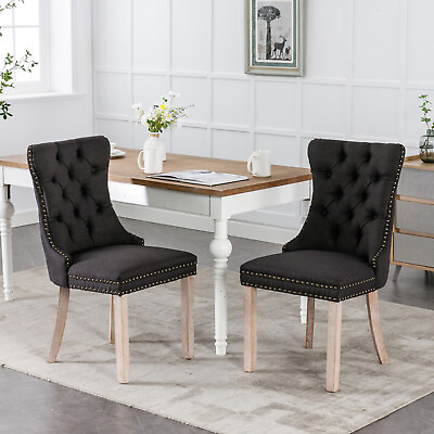 #ad Nikki Contemporary Solid Wood Linen Tufted Dining Chair $171.61