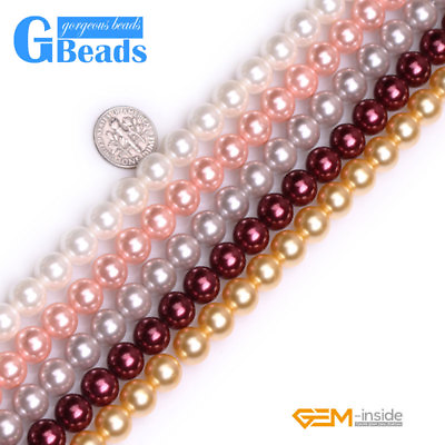#ad 10mm Colorful Pearl Shell Gemstone Round Loose Beads For Jewelry Making 15quot; $6.47