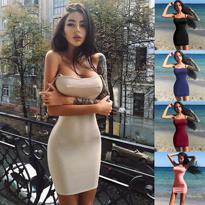 #ad Women Bandage Bodycon Casual Sleeve Evening Party Cocktail Club Mini Sexy Dress $13.59