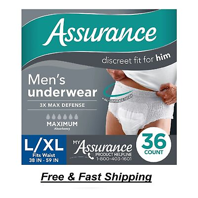 #ad Assurance Men#x27;s Incontinence Underwear Maximum Absorbency L XL 36 Count $16.97