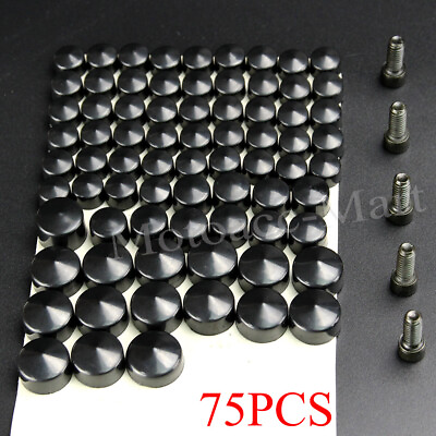 #ad 75x Black ABS Plastic Bolt Toppers Caps Cover Nut For 07 2018 Harley FLTamp;FLH NEW $21.57