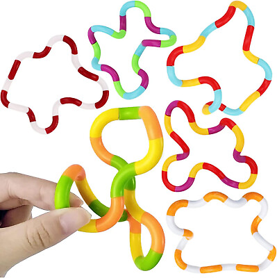 #ad 6pc Multicolored Fidget Toys for Kids Boys Girls Adults Squeeze Twist Chain $8.99