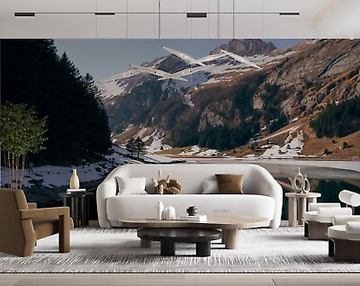 #ad 3D Mountain Tree Snow Stone Sky Self adhesive Removeable Wallpaper Wall Mural1 $49.99