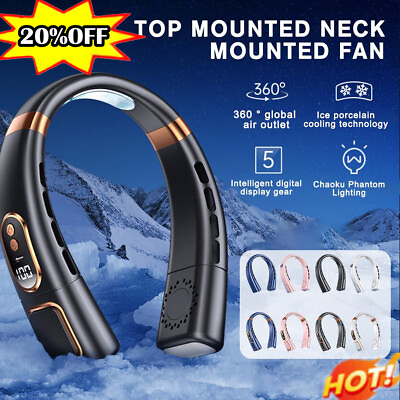 #ad Portable Neckband Fan 360° Silent Lazy Neck Hanging Cooler USB 5 Speed 2024 $1.64