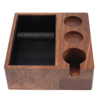 #ad AOS for 51mm 54mm Handle Coffee Knock Box Tamping Station Walnut Wood 3 Hole $110.49