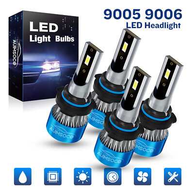 #ad 9005 9006 LED Headlight Bulb Kit 6000K White Super Bright High Low Beam Combo 4x $45.99
