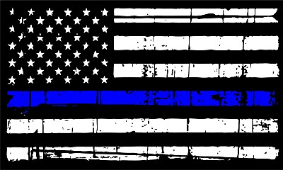 #ad Thin Blue Line Flag Decal Distressed Tattered Flag Police Sticker Decal LEO $34.50