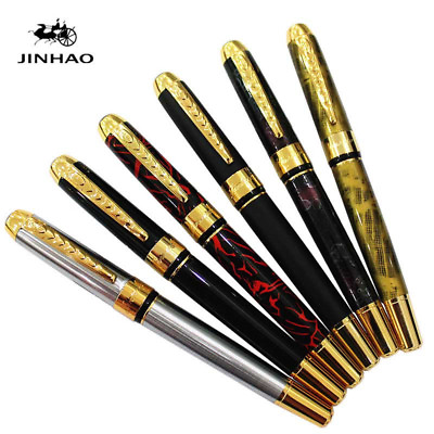 #ad Jinhao 250 Smooth Metal Gold Clip Fountain Pen Medium Fine Nib 0.5mm Writing New $5.27