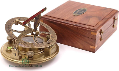 #ad RII Antique Nautical Directional Magnetic Sundial Brass Compass Antique... $93.64