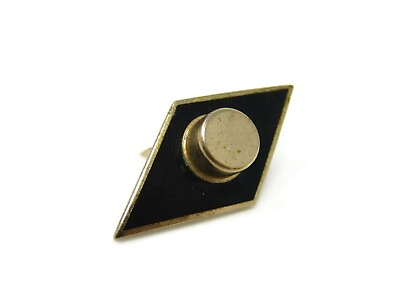 #ad Black Enamel Diamond Shape Metal Circle Center Vintage Collectible Pin $8.99