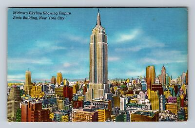 #ad #ad New York City NY Midtown Skyline Empire State Building Vintage Postcard $6.99