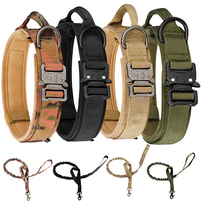 #ad Tactical Military Dog Training Collar Adjustable Metal Buckle with Handle M L XL $16.49