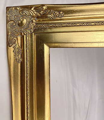 #ad Antique Gold Ornate Baroque Wood Picture Frame Gold Liner 3quot; Wide $164.99