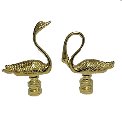 #ad SET OF 2 POLISHED BRASS SWANS LAMP SHADE FINIALS #115 #116 $29.80