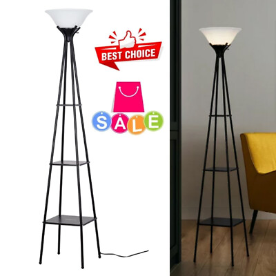 #ad Modern 69quot; Metal Floor Standing Lamp Adjustable Reading Lamp w Display Shelves $39.97
