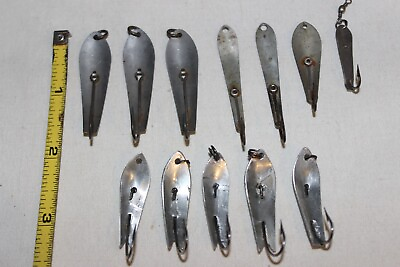 #ad Lot 12 Vtg Unknown Small Drone Type Metal Jigging Trolling Spoon Fishing Lures $19.95