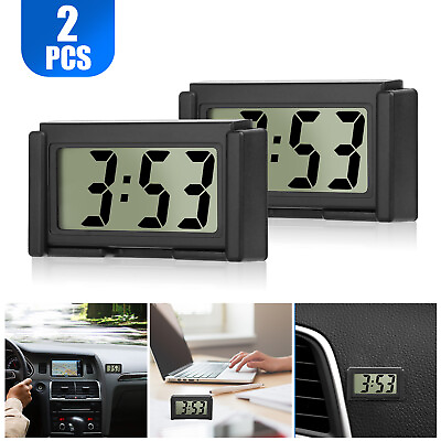 #ad 2pcs Portable Mini Car Dashboard Digital Clock for Vehicle Large LCD Time Screen $9.48