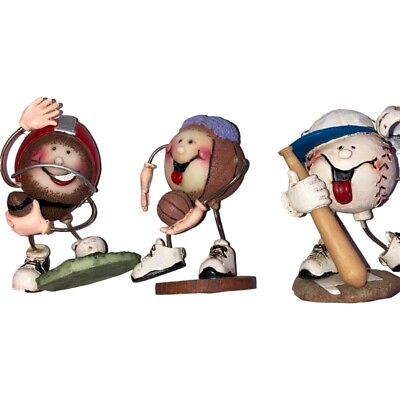 #ad Home sports action figurines set of 3 resin hand painted Holiday $18.00