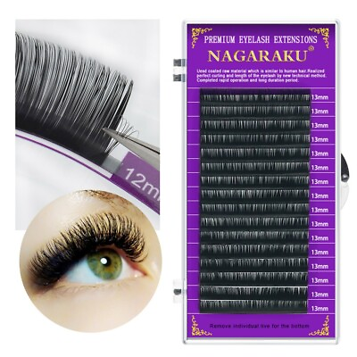 #ad NAGARAKU Individual Eyelash Extension Classic Matte Black Soft False Lashes D C $5.67