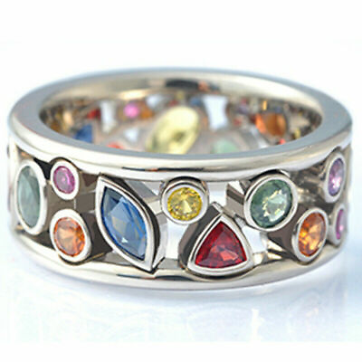#ad #ad 925 Sterling Silver Rhinestone Garnet Amethyst Wedding Engagement Ring Size 8 $15.74