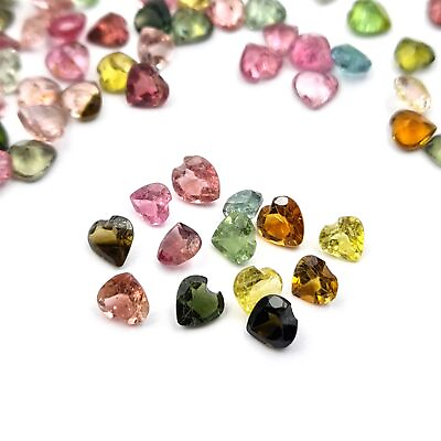 #ad 5 Cts Tourmaline Gemstone Heart Faceted Natural 25 Pcs Wholesale Lot 4x4 mm $16.52