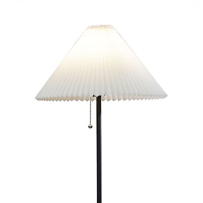 #ad Mainstays 64quot; Contemporary Matte Black Metal Floor Lamp with Pleated Lampshade $36.98