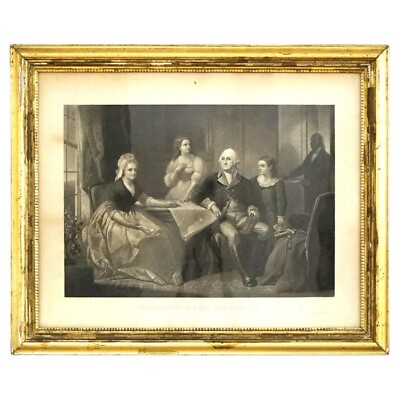 #ad Antique Etching Proof “Washington And His Family” 19thC $760.00
