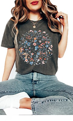 #ad Circle Wildflowers Tshirt Boho Tshirt Floral Shirt Flowers Shirt $15.50