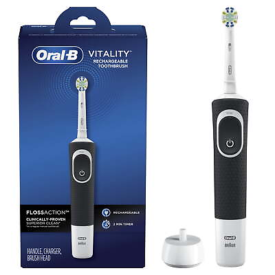 #ad Vitality FlossAction Electric Rechargeable Toothbrush 1 Refill Black $19.97