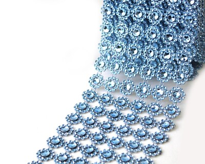 #ad 10YD Blue Diamond Bling Mesh Rhinestone Ribbon Wrap Wedding Decoration 4quot; $15.85