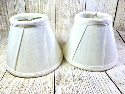 #ad Ivory Wide Pleat Small Lamp Shade Clip On Bulb Set Of 2 For Candelabra Bulbs $16.95