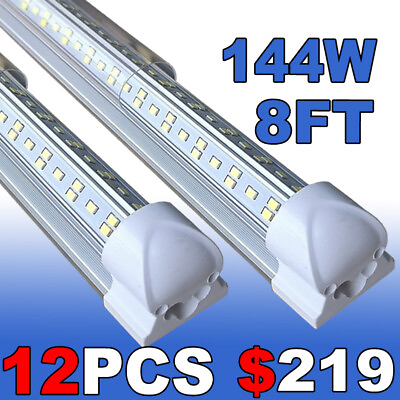 #ad 8FT Integrated LED Tube Light Bulbs 144W 6500K LED Shop Light Fixture 8 Foot 12P $219.00