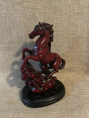 #ad GORGEOUS STALLION HORSE FIGURINE MADE OF BURGUNDY RED HEAVY RESIN 5.5” $24.95