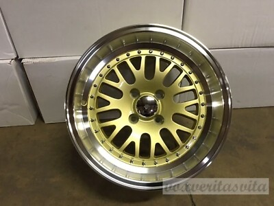 #ad 15quot; LM20 STYLE WHEELS RIMS GOLD 4 LUG 4X100 BRAND NEW SET OF 4; AGGRESSIVE FIT $476.86