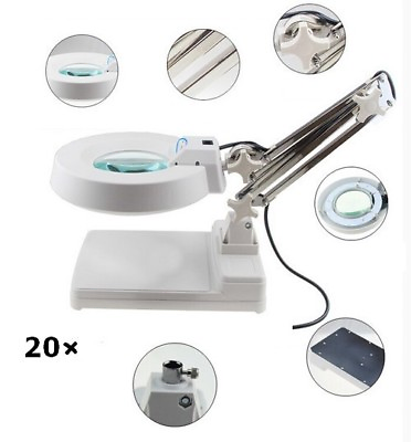#ad 20X Magnifier LED Lamp Light Magnifying White Glass Lens Desk Table Repair $86.45
