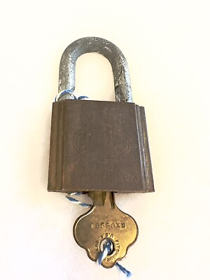 #ad Vintage ILco Brass Padlock With Key $27.08