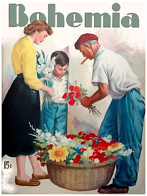 #ad 5027.Retro women selecting flowers from vendor.POSTER.decor Home Office art $60.00