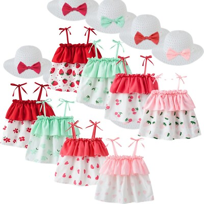 #ad Infant Baby Kids Girl Summer Dress Off Shoulder Floral Beach Princess Clothes $11.92