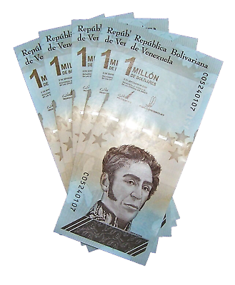 #ad 5 pcs x Venezuela 1 Million 1000000 Bolivares Uncirculated banknotes $14.99