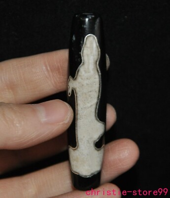 #ad 2.4quot; old Tibet natural Agate hand carved Kwan Yin GuanYin dzi exorcism pendant $99.00
