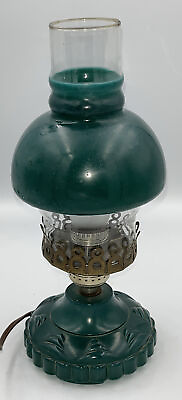 #ad Antique Electrified Student Lamp with Green Embossed Font and Shade 12” Tall $109.99
