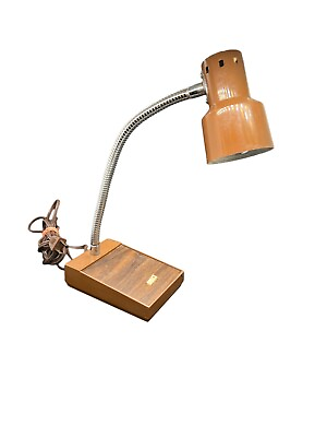 #ad 1970S Mid Century Gooseneck Desk Lamp 14quot; Brown Metal shade $19.00