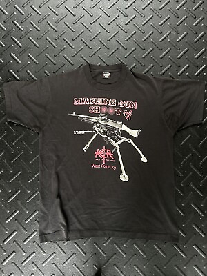 #ad Vintage 90s Screen Stars Best T Shirt Machine Gun shootout Graphic Tee Size XL $55.88