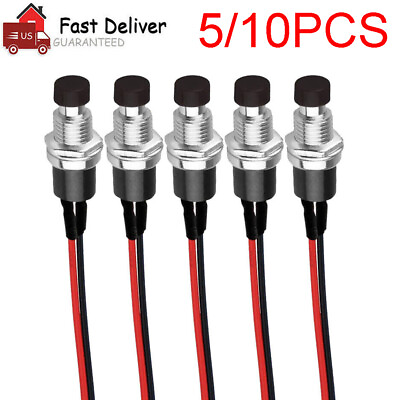 #ad 5 10PCS Mini Push Button Pre Wired Momentary N O OFF ON Switch Plug 12V SPST $8.69